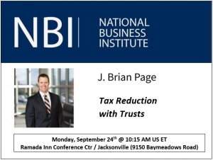 Brian Page presents at NBI&#039;s Trusts From A to Z seminar on &quot;Tax Reduction with Trusts&quot;