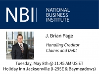 Brian Page presents at NBI's Estate Administration From Start to Finish seminar on Handling Creditor Claims and Debt