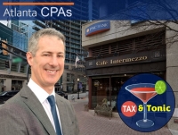 Gary meets with Atlanta area CPAs to discuss the latest developments and trends in tax law for "Tax &amp; Tonic:  Practical advice for sophisticated CPAs" at Café Intermezzo in Midtown Atlanta.